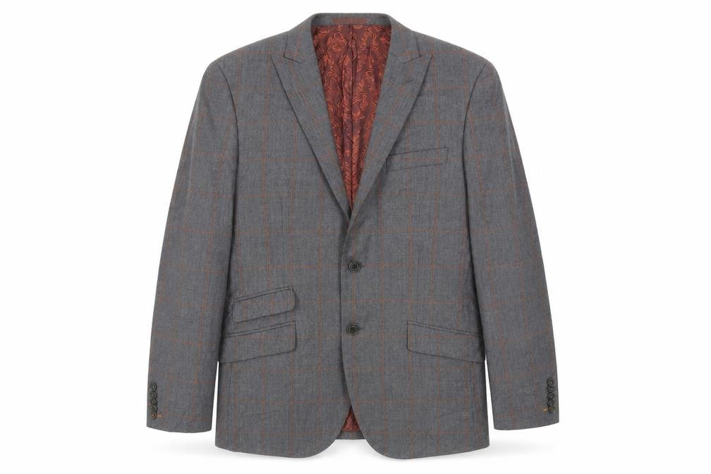 English Laundry Mens Grey Plaid Wool Jacket Suit Jacket Size 40 Regular
