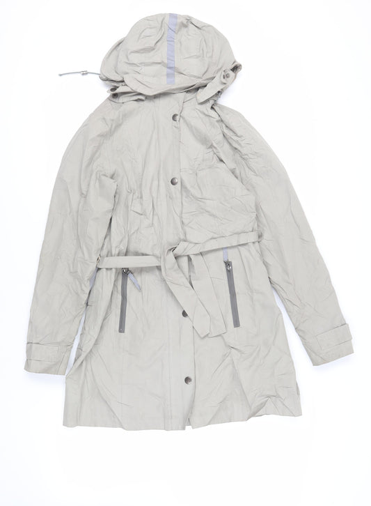 Etage Womens Grey Rain Coat Coat Size S Zip - Water Resistant Hooded