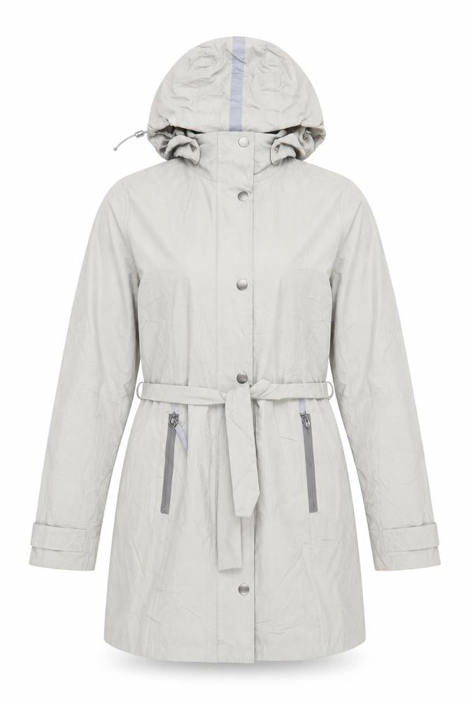Etage Womens Grey Rain Coat Coat Size S Zip - Water Resistant Hooded