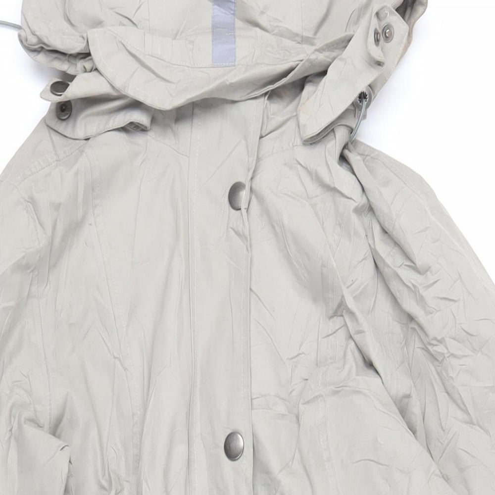 Etage Womens Grey Rain Coat Coat Size S Zip - Water Resistant Hooded