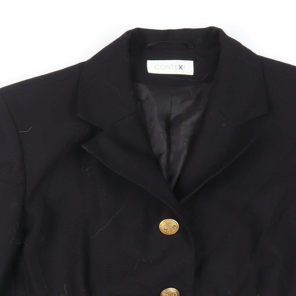 CONTEXT Womens Black Jacket Blazer Size 12 Button