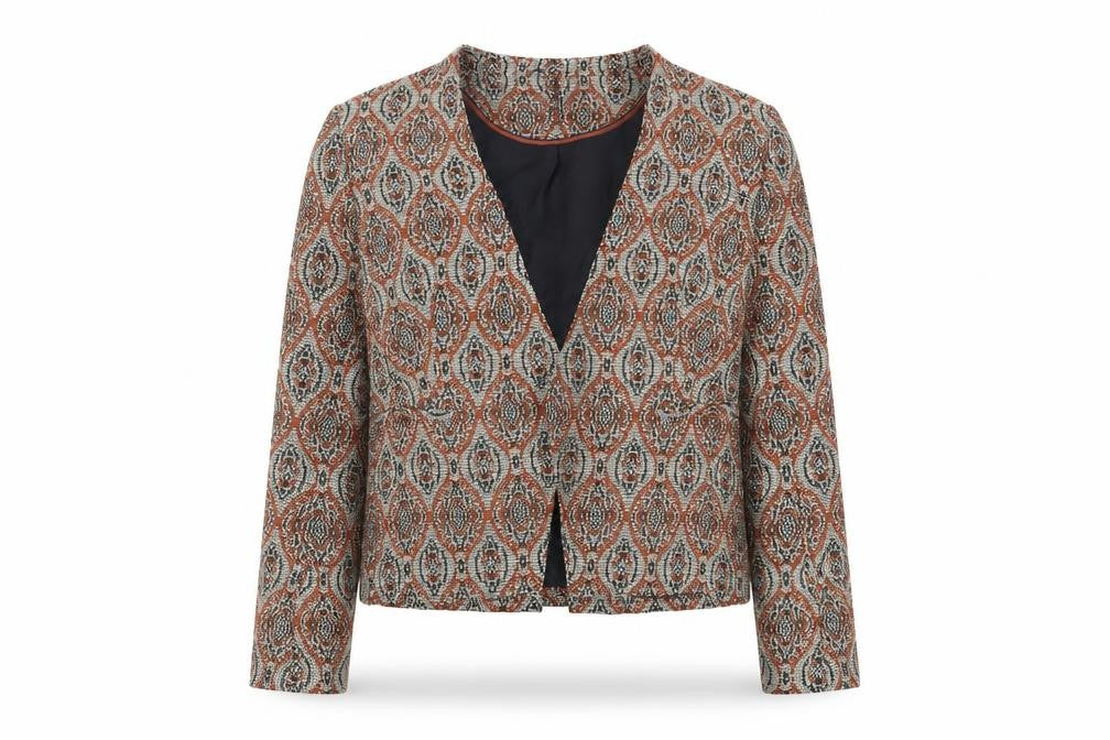 Marks & Spencer Womens Multicoloured Geometric Jacket Blazer Size 16 - Open