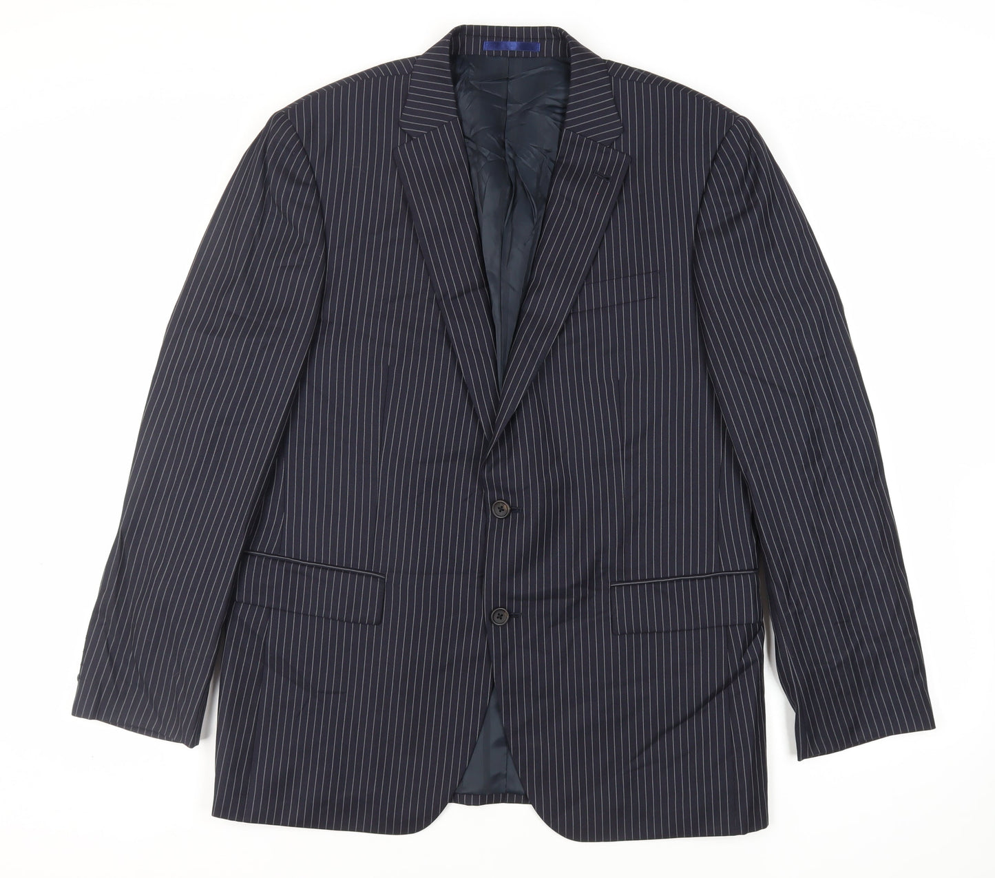 NEXT Mens Blue Striped Wool Jacket Suit Jacket Size 46 Regular