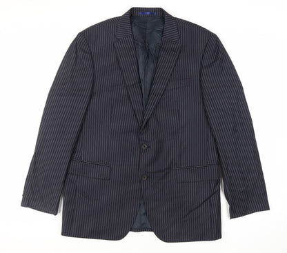 Next Mens Blue Striped Wool Jacket Suit Jacket Size 46 Regular