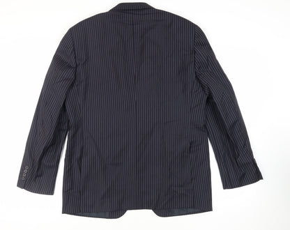 Next Mens Blue Striped Wool Jacket Suit Jacket Size 46 Regular