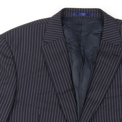 Next Mens Blue Striped Wool Jacket Suit Jacket Size 46 Regular