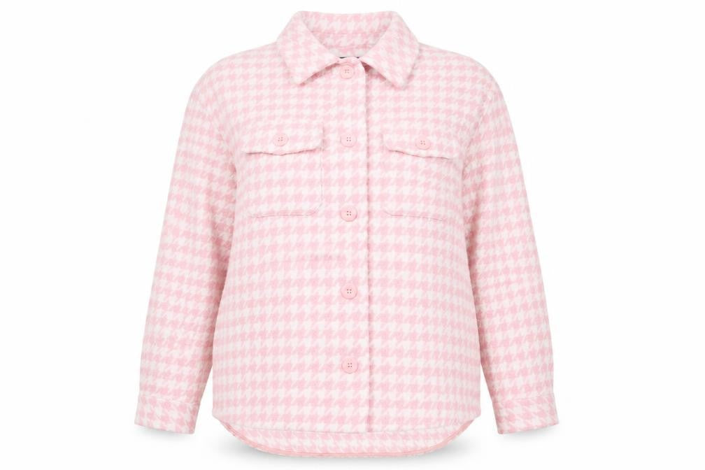 Simply Be Womens Pink Geometric Jacket Size 14 Button