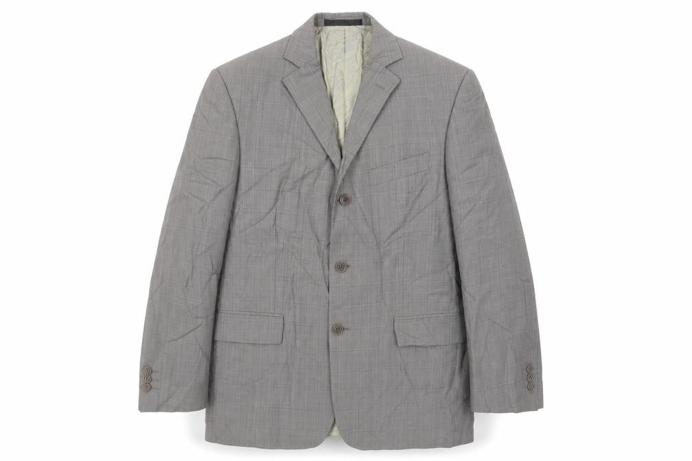 Marks & Spencer Mens Grey Plaid Wool Jacket Suit Jacket Size 40 Regular