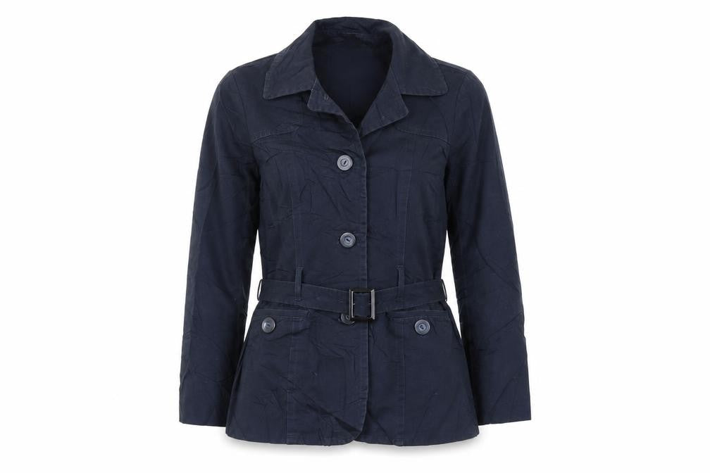 M&Co Womens Blue Jacket Size 14 Button - Belted