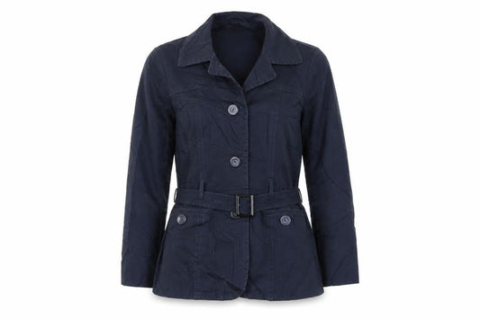 M&Co Womens Blue Jacket Size 14 Button - Belted