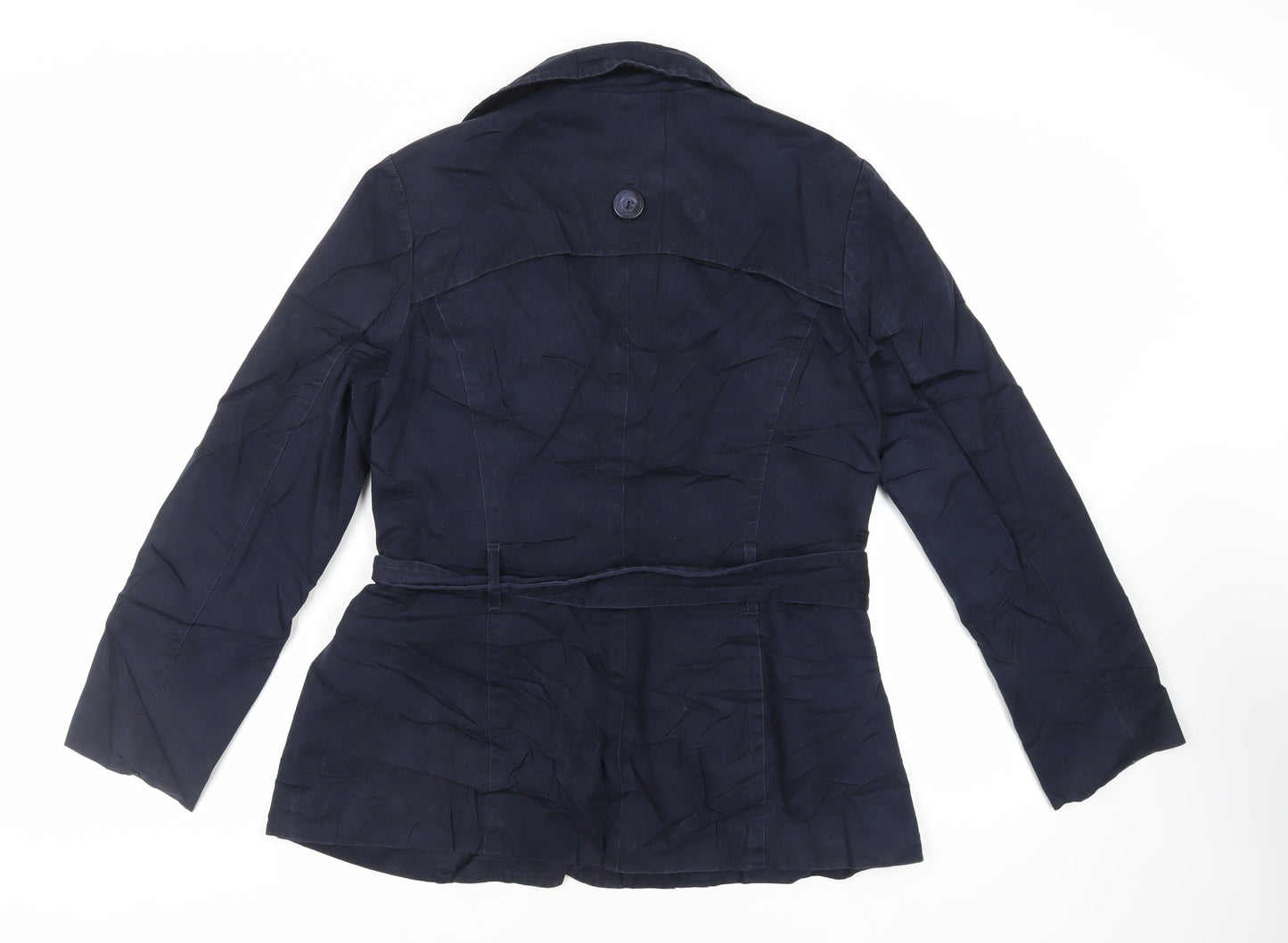 M&Co Womens Blue Jacket Size 14 Button - Belted