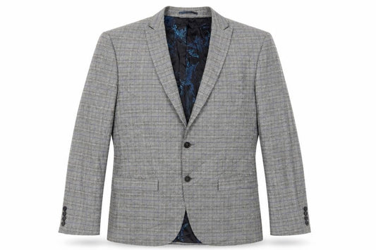 River Island Mens Grey Plaid Polyester Jacket Blazer Size 44 Regular
