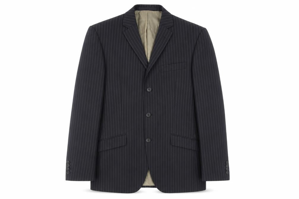 Marks & Spencer Mens Black Striped Wool Jacket Suit Jacket Size 38 Regular