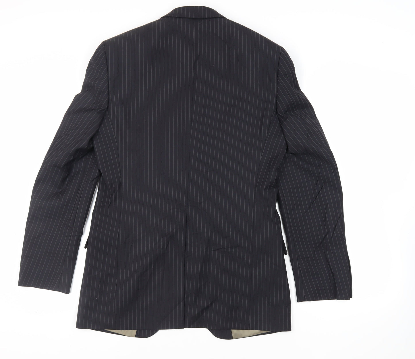 Marks and Spencer Mens Black Striped Wool Jacket Suit Jacket Size 38 Regular