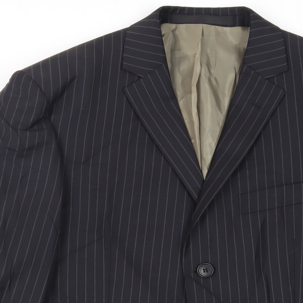 Marks and Spencer Mens Black Striped Wool Jacket Suit Jacket Size 38 Regular