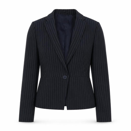 Marks & Spencer Womens Blue Striped Jacket Size 8 Button - Fitted