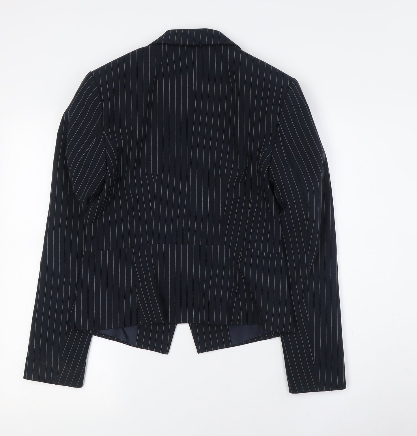 Marks and Spencer Womens Blue Striped Jacket Size 8 Button - Fitted