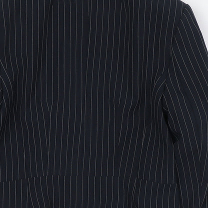 Marks & Spencer Womens Blue Striped Jacket Size 8 Button - Fitted