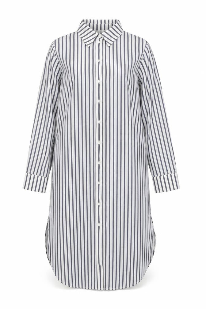 H&M Womens Ivory Striped Polyester Shirt Dress Size XS Collared Button