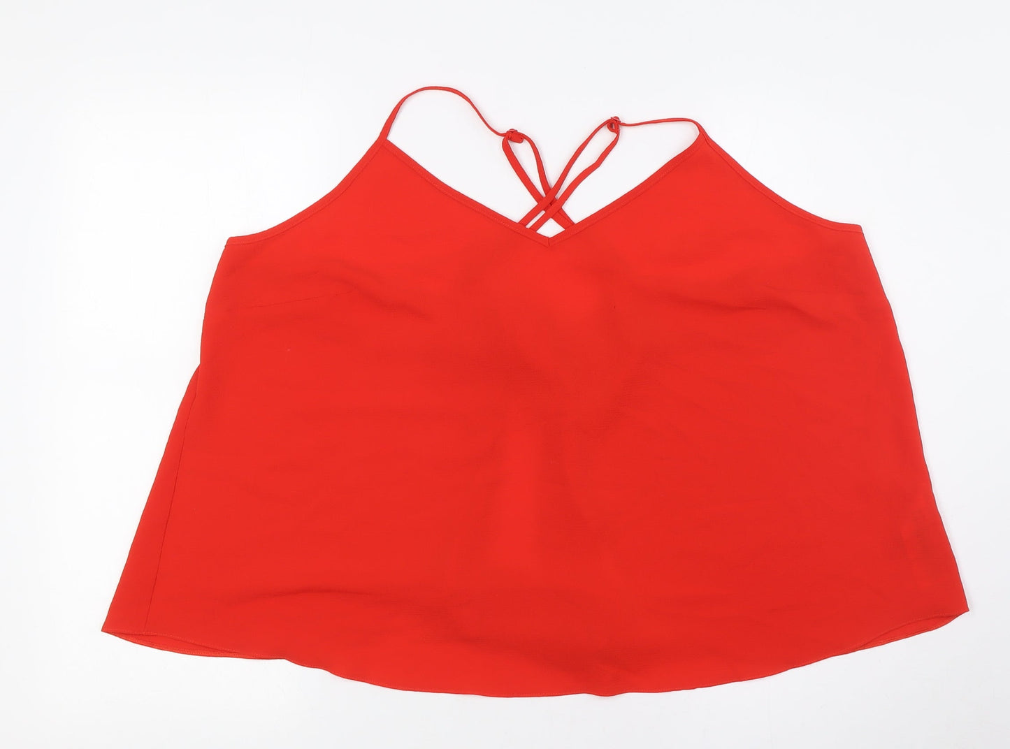 Red Herring Womens Red Polyester Basic Button-Up Size 20 V-Neck - Tie Back