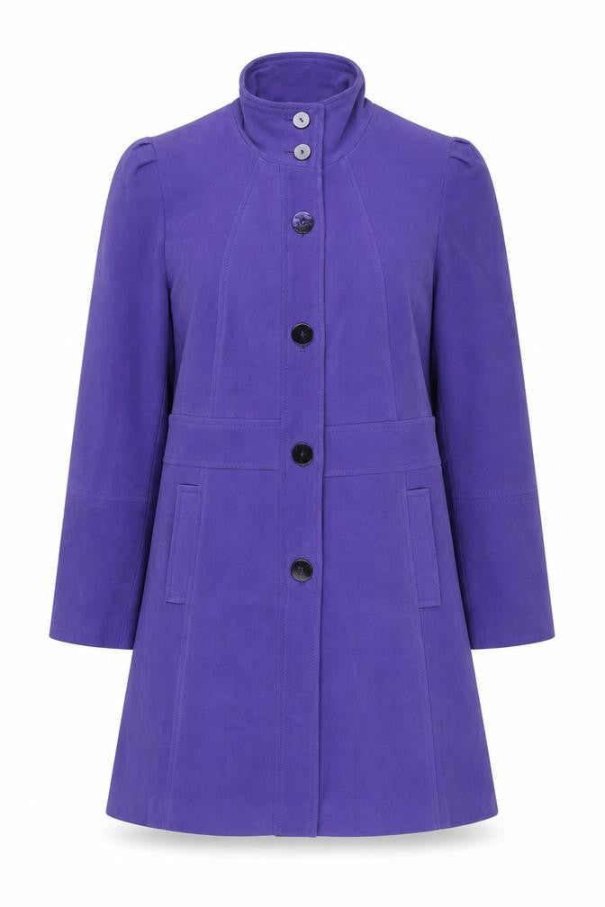 Per Una Womens Purple Overcoat Coat Size 12 Button