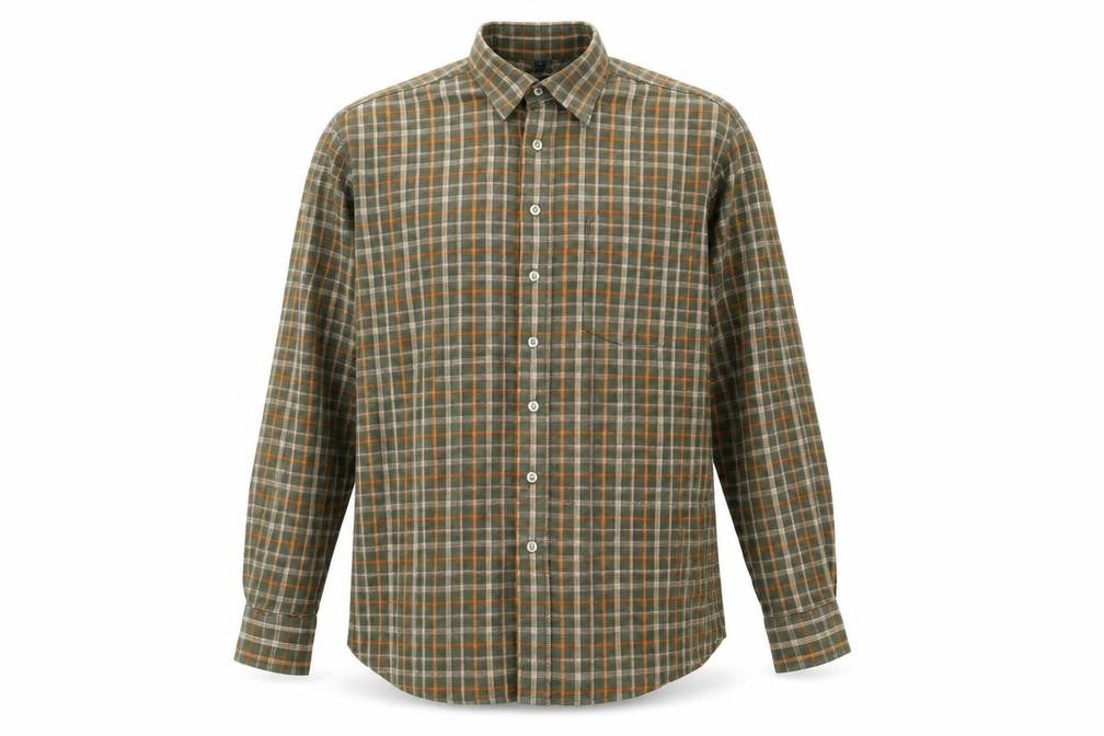 Crewfield Mens Green Check Cotton Button-Up Size M Collared Button