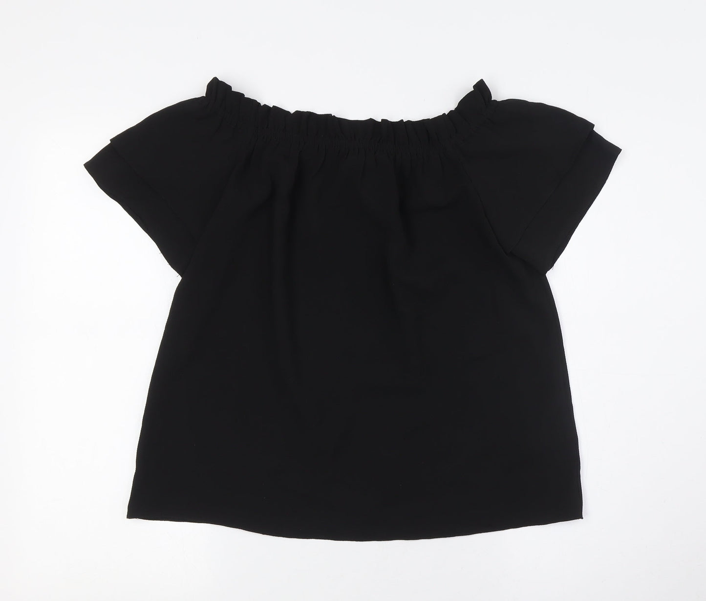 Dorothy Perkins Womens Black Polyester Basic Button-Up Size 8 Off the Shoulder