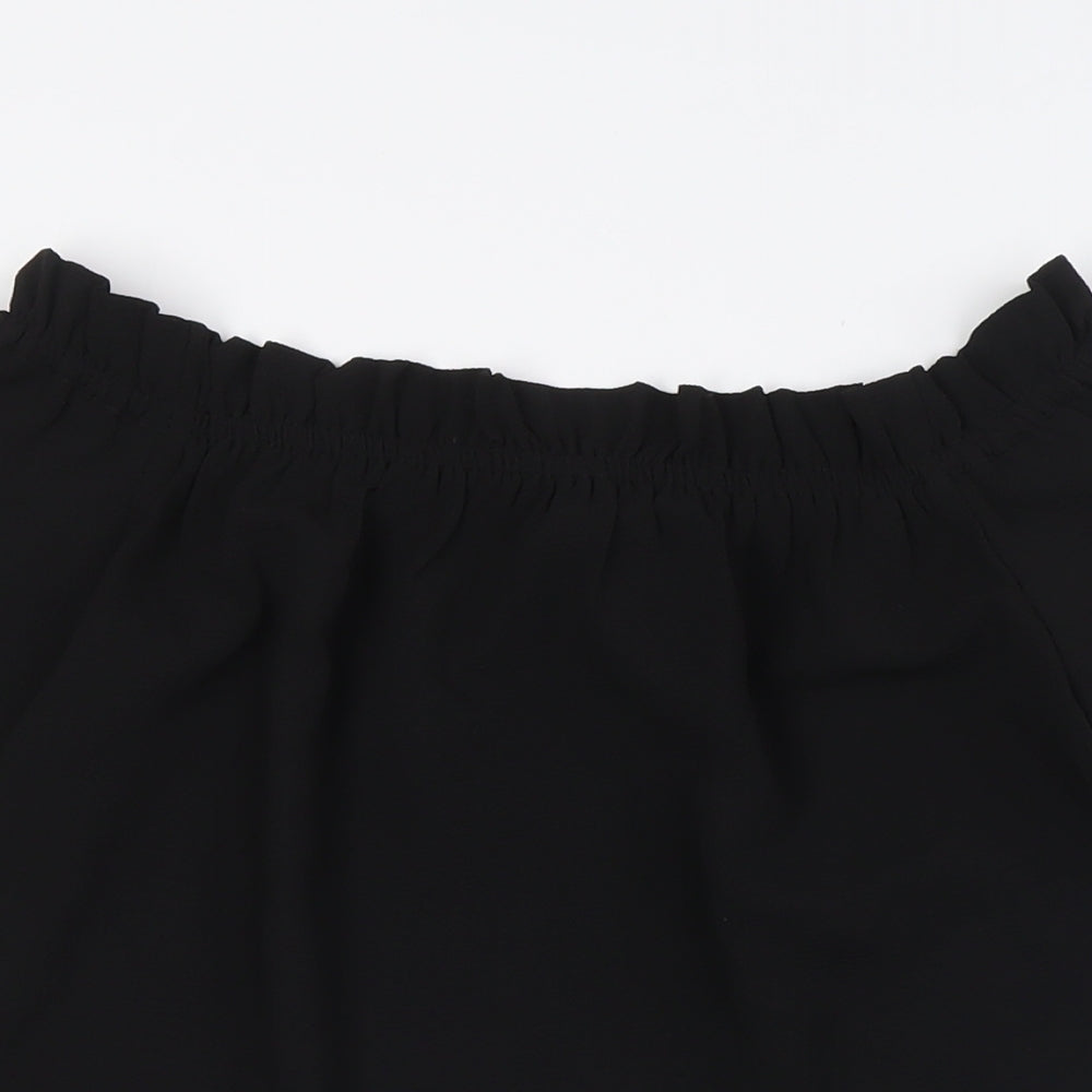 Dorothy Perkins Womens Black Polyester Basic Button-Up Size 8 Off the Shoulder