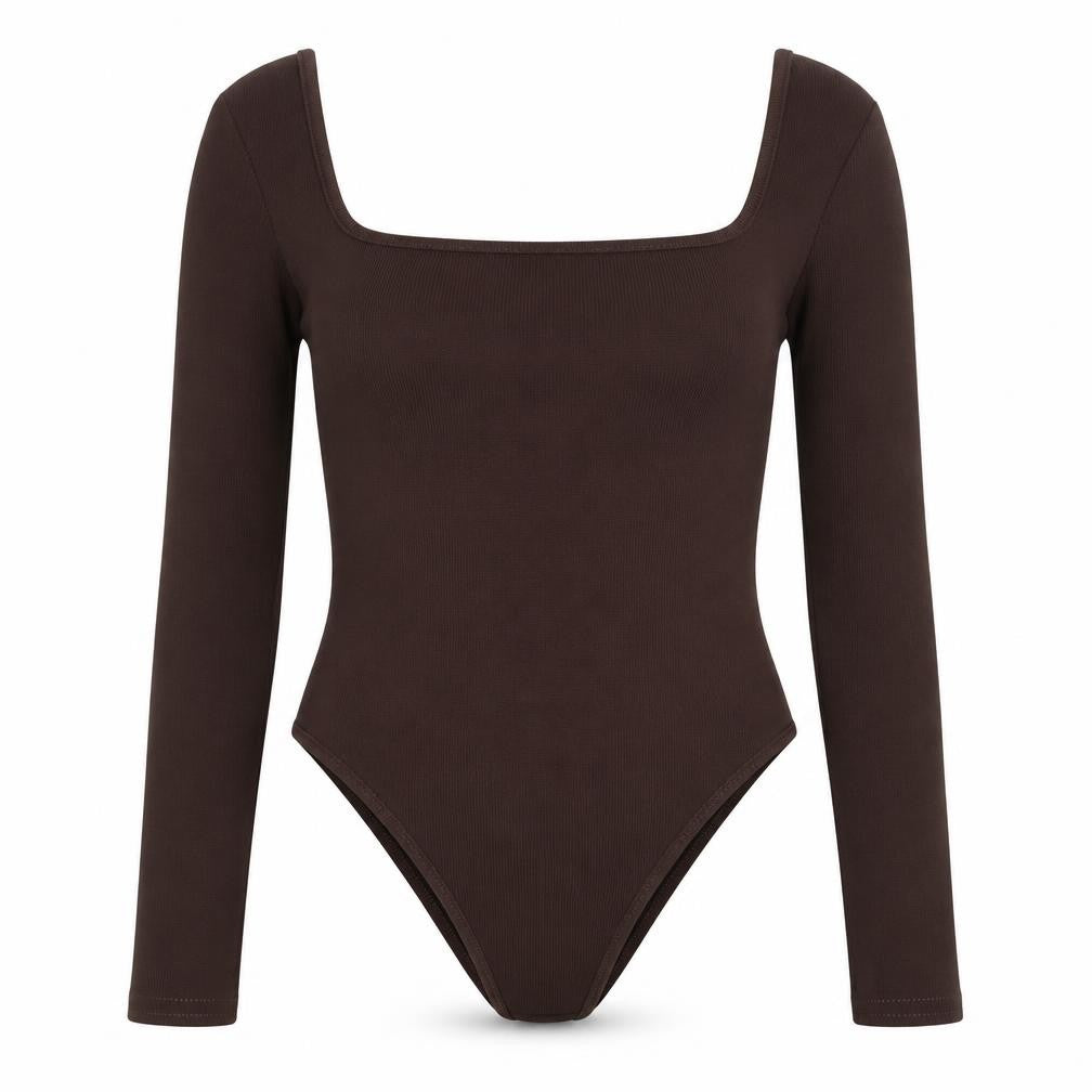 I SAW IT FIRST Womens Brown Polyester Bodysuit One-Piece Size 8 Snap - Ribbed
