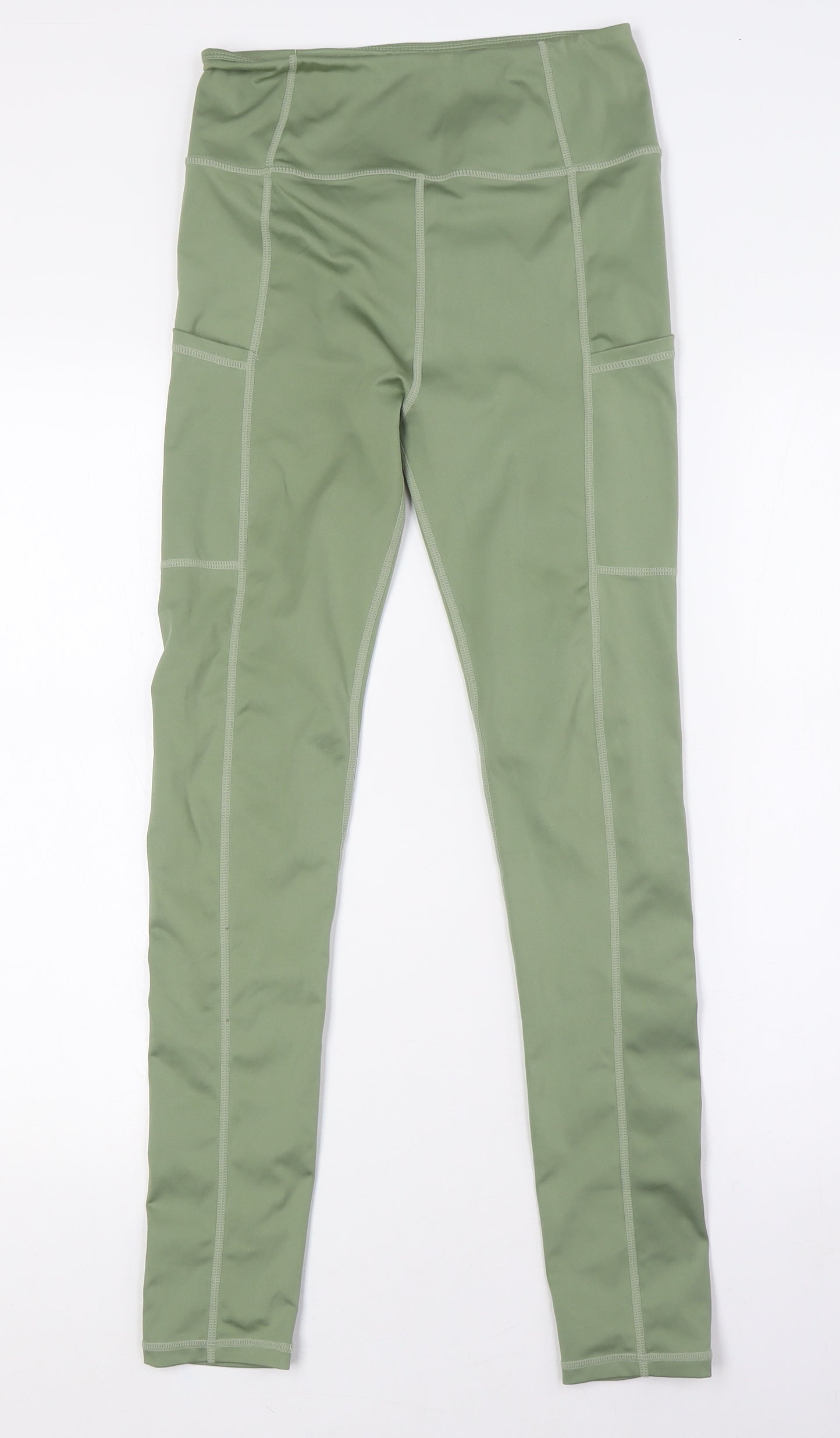 Missguided Womens Green Polyester Capri Leggings Size 8 L28 in - Pockets