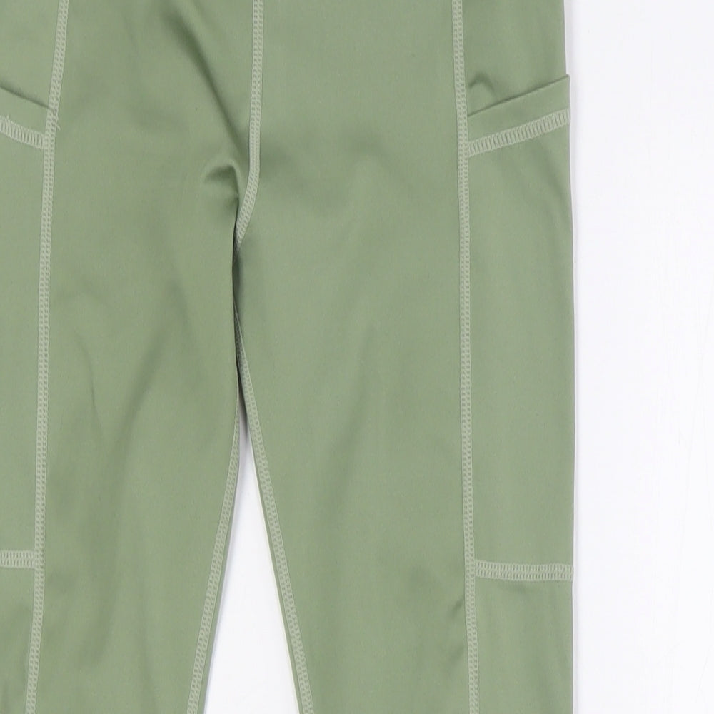 Missguided Womens Green Polyester Capri Leggings Size 8 L28 in - Pockets
