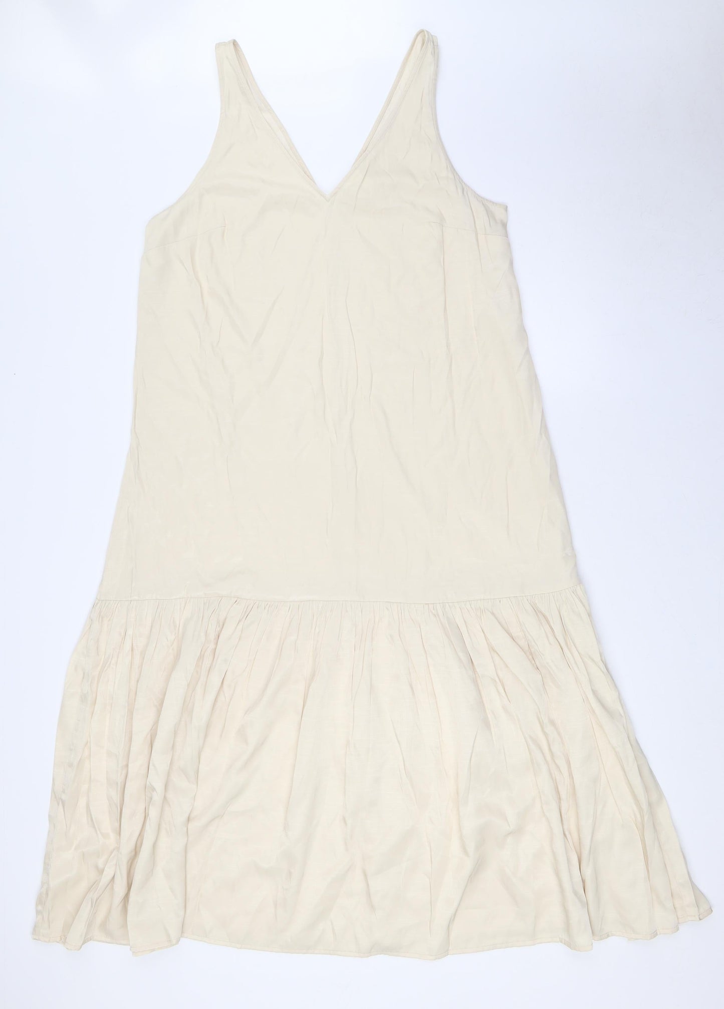 H&M Womens Ivory Polyester A-Line Size M V-Neck