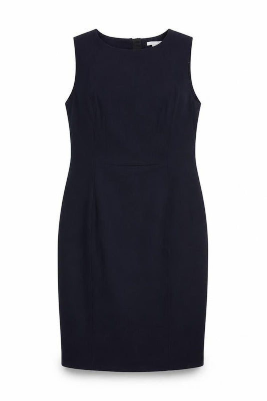 H&M Womens Blue Polyester Pencil Dress Size 16 Round Neck Zip