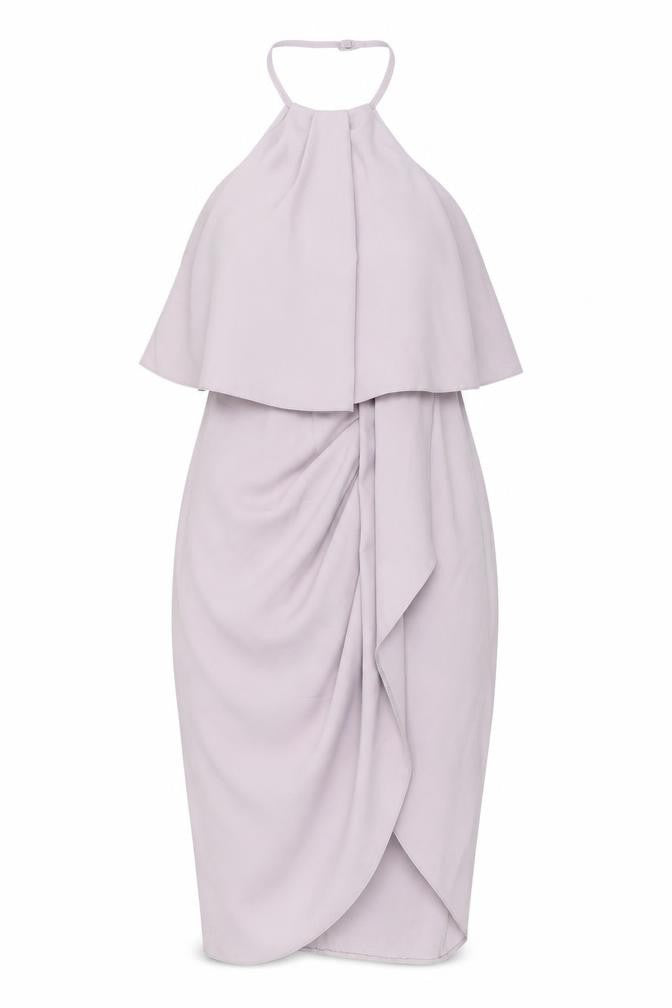 Lipsy Womens Purple Polyester Wrap Dress Size 8 Halter Zip