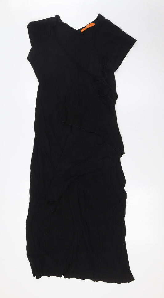 LOUNGE APPARL Womens Black Polyester Wrap Dress Size XL V-Neck Tie