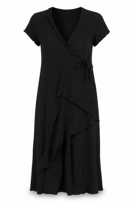 LOUNGE APPARL Womens Black Polyester Wrap Dress Size XL V-Neck Tie