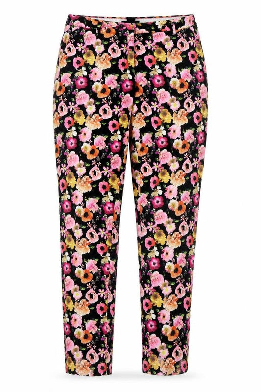 Divided by H&M Womens Multicoloured Floral Cotton Trousers Size 10 L27 in Regular Zip