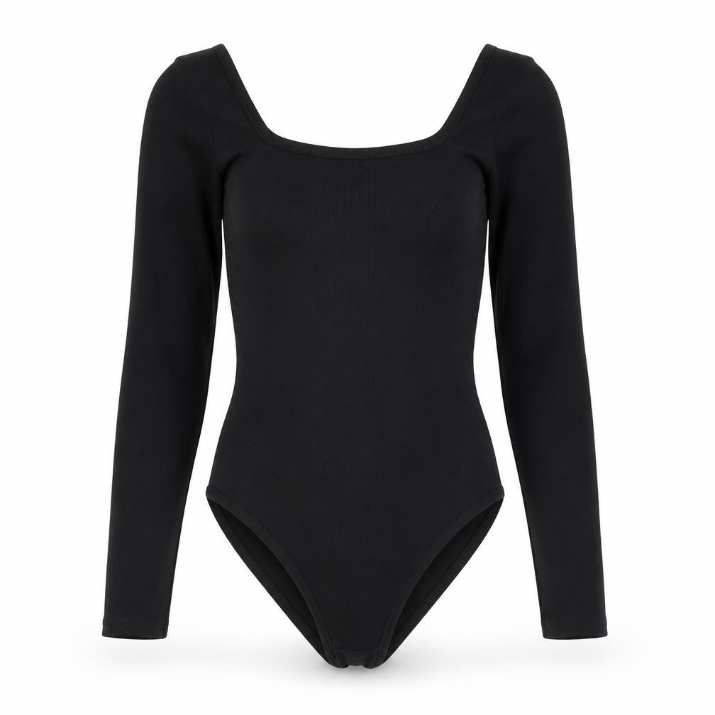 I SAW IT FIRST Womens Black Polyester Leotard One-Piece Size 8 - Ribbed