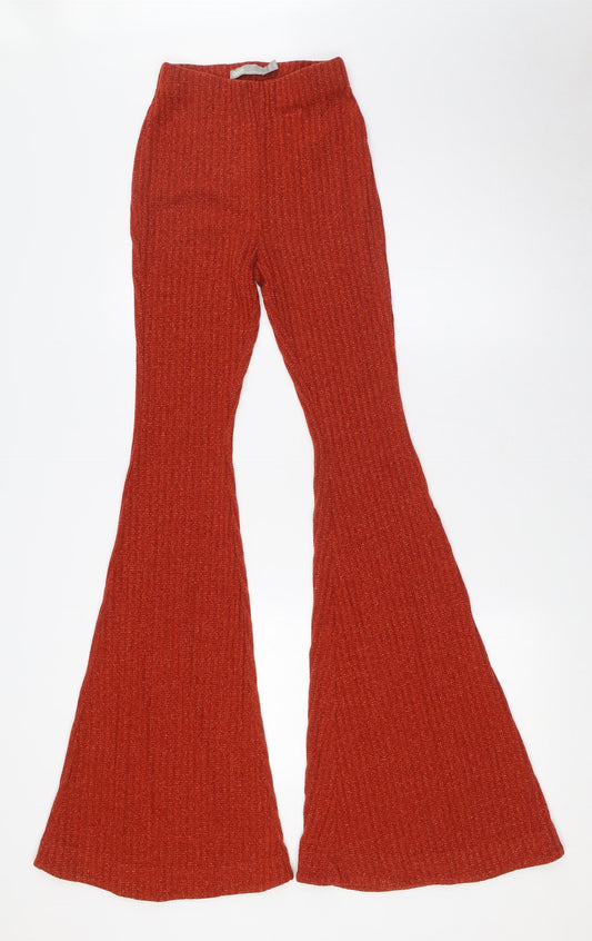 ASOS Womens Orange Polyester Trousers Size 4 L32 in Regular