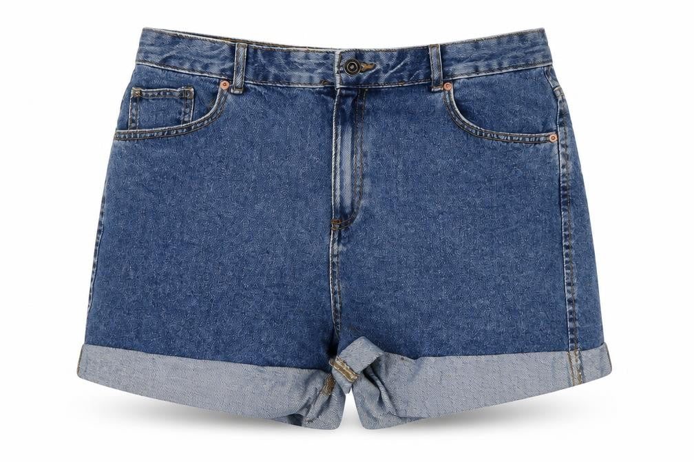 Denim & Co. Womens Blue Cotton Basic Shorts Size 16 L3 in Regular Zip - Turn Ups