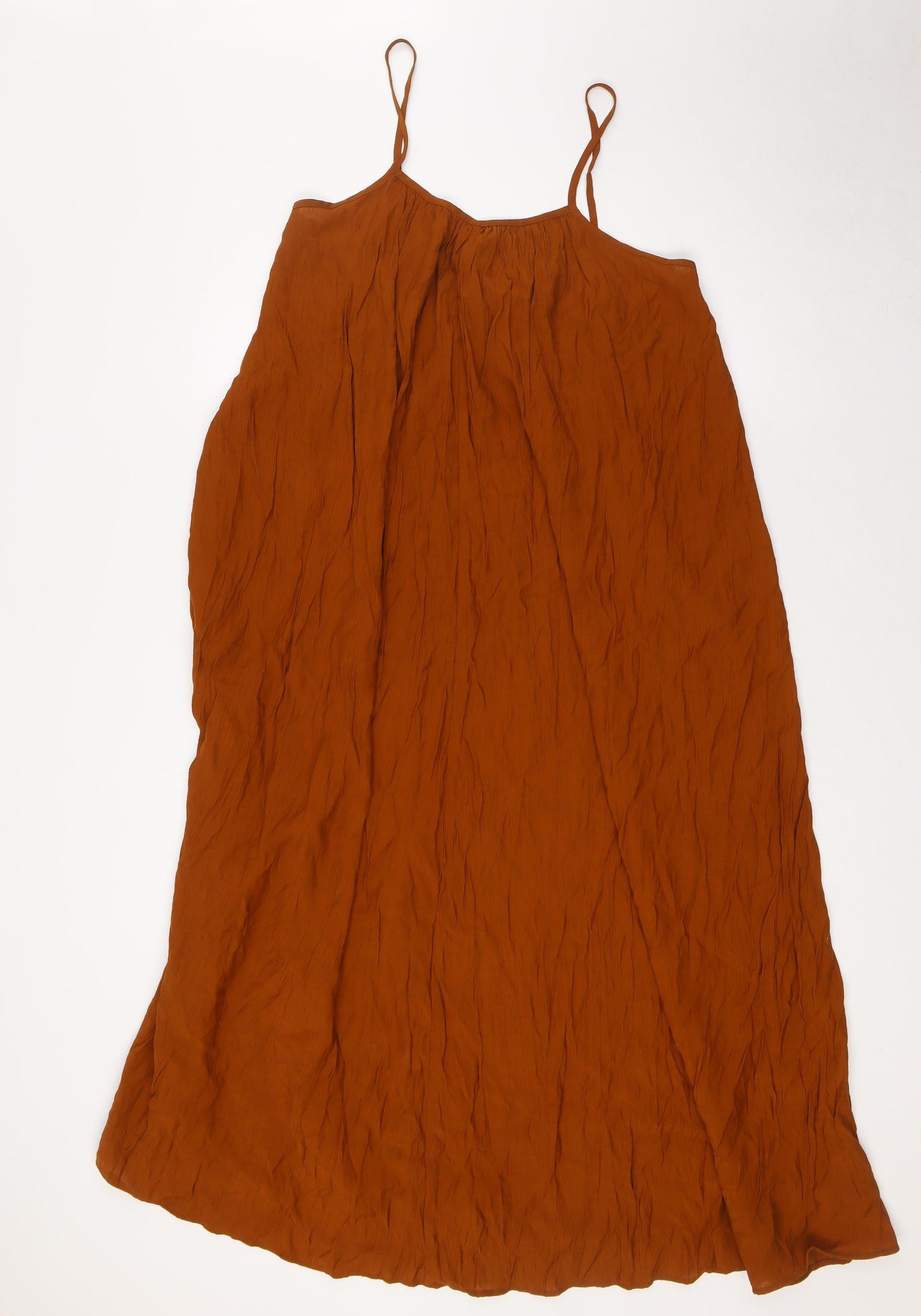 H&M Womens Brown Viscose A-Line Size S Scoop Neck