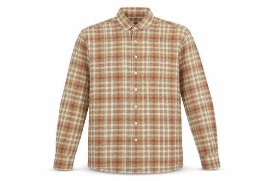 Crewfield Mens Beige Check Cotton Button-Up Size M Collared Button