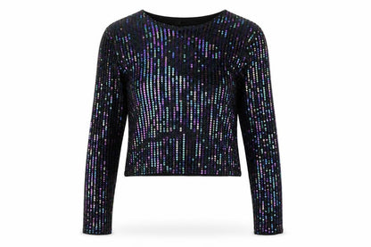 Divided by H&M Womens Black Polyester Basic Button-Up Size S Round Neck - Sequins
