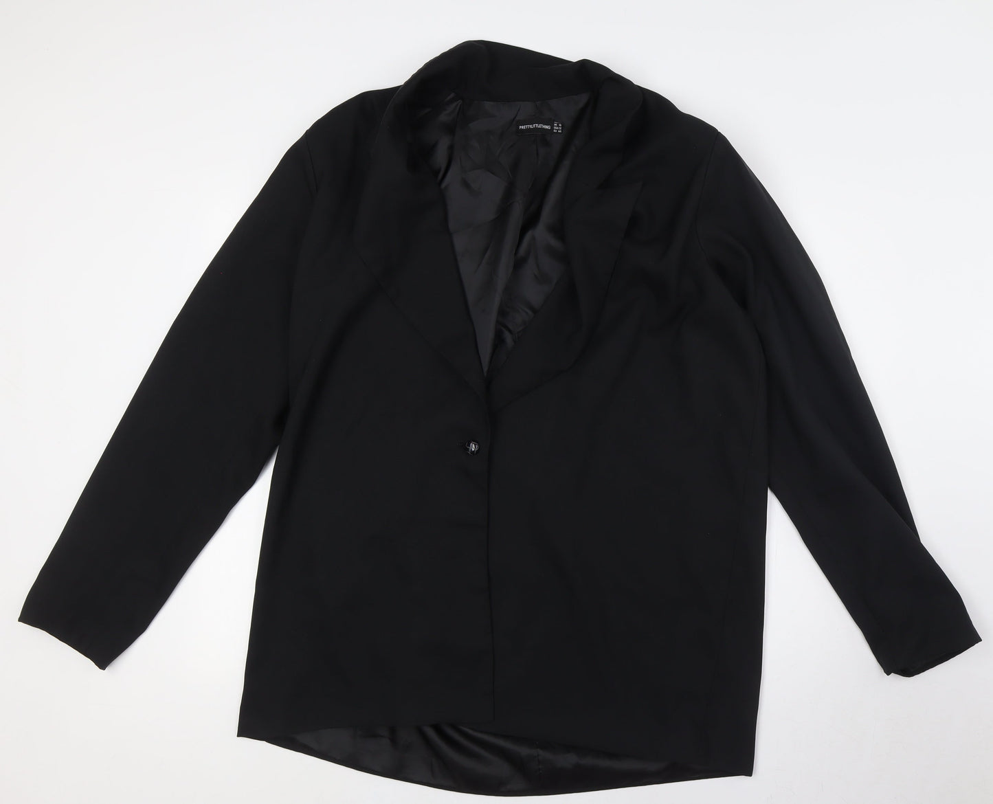 PRETTYLITTLETHING Womens Black Jacket Size 16 Button - Shoulder Pads