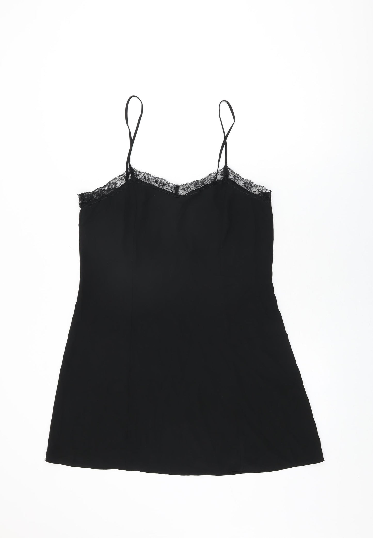 H&M Womens Black Polyester Mini Size 14 V-Neck Pullover