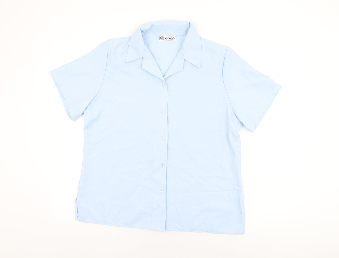 Emma Collection Womens Blue Polyester Basic Button-Up Size 18 Collared