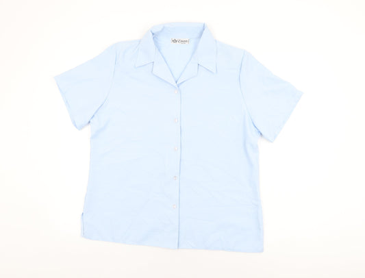 Emma Collection Womens Blue Polyester Basic Button-Up Size 18 Collared
