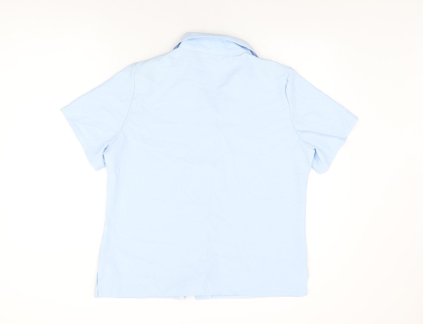 Emma Collection Womens Blue Polyester Basic Button-Up Size 18 Collared