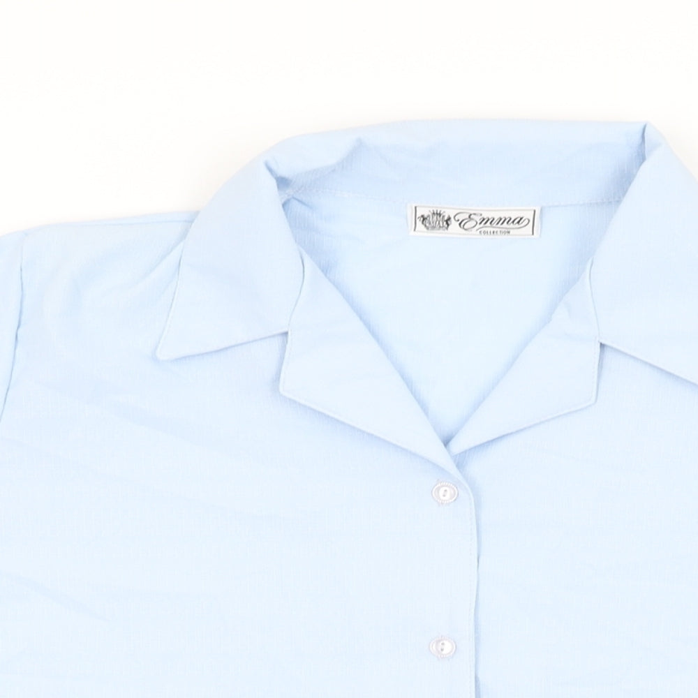 Emma Collection Womens Blue Polyester Basic Button-Up Size 18 Collared