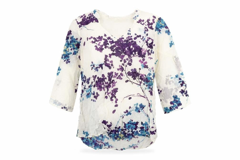 Zara Womens White Floral Cotton Basic T-Shirt Size XS V-Neck